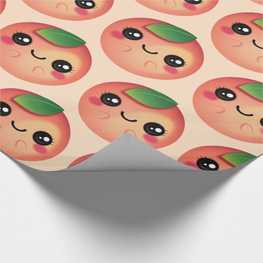Kawaii-Pfirsich Geschenkpapier (Ecke)