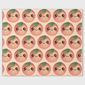Kawaii-Pfirsich Geschenkpapier (Flach)