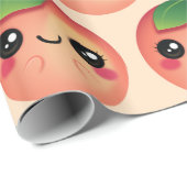 Kawaii-Pfirsich Geschenkpapier (Rolleneckpunkt)