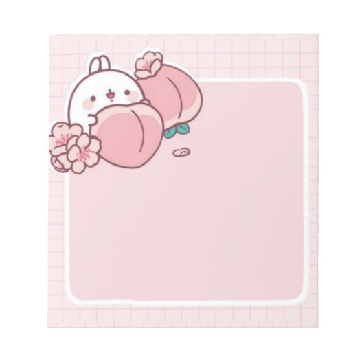 Kawaii Pfirsichpferd Blume Sakura Pink niedlich Notizblock (Vorderseite)