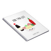 Kawaii Pho Don't Pho-Get Forget Punny Noodles Notizblock (Rechte Seite)