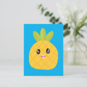 Kawaii Pineaple Niedlich tropisch Postkarte (Stehend Vorderseite)