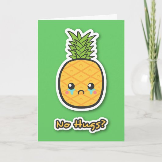 Kawaii pineapple bidding a sad farewell karte (Vorderseite)