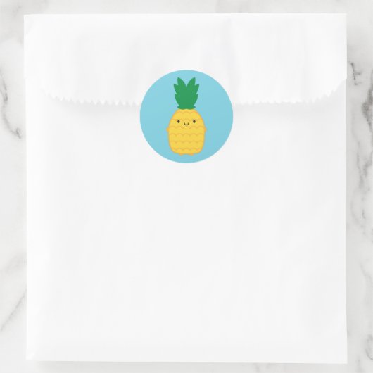 Kawaii Pineapple Runder Aufkleber (Tasche)