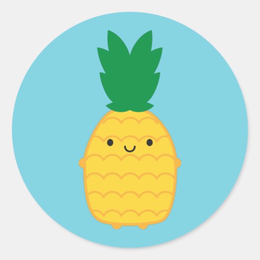 Kawaii Pineapple Runder Aufkleber (Vorderseite)