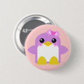 Kawaii Pinguin Girl pink Sweet Twey Button (Vorne & Hinten)