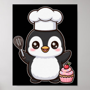 Kawaii Pinguin Koch Cupcake Poster