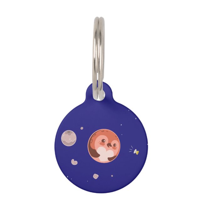 Kawaii Pinguin-Planet Pluto Haustiermarke (Vorderseite)