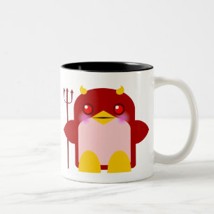 Kawaii Pinguin Teufel Halloween Zweifarbige Tasse