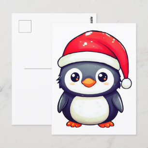 Kawaii Pinguin Tragen eine gemütliche Weihnachtsma Postkarte