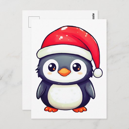 Kawaii Pinguin Tragen eine gemütliche Weihnachtsma Postkarte (Vorne/Hinten)