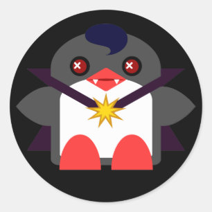 Kawaii Pinguin Vampir Runder Aufkleber