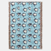 Kawaii Pinguine mit Winterschneeflocken Nahtlose P Decke (Vorderseite Vertikal)