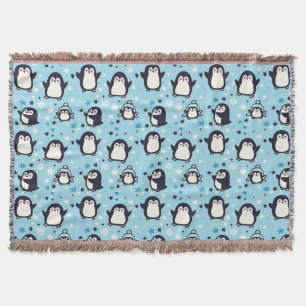 Kawaii Pinguine mit Winterschneeflocken Nahtlose P Decke