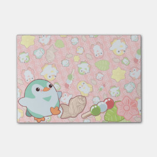 Kawaii Pinguine und Wagashi Post-it Klebezettel