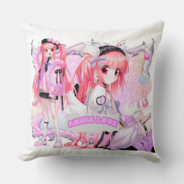 Kawaii Pink Anime Girl Throw Kissen