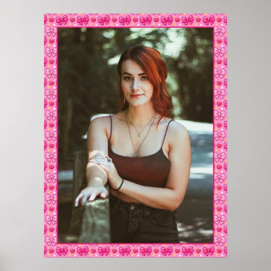 Kawaii Pink Bows Custom Photo Poster (Vorne)