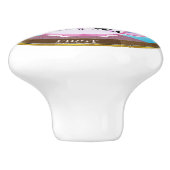 Kawaii Pink Cat Cup of coffee. Kaffee zuerst Keramikknauf (Seitenansicht)