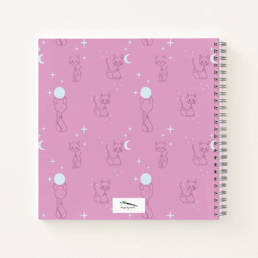 Kawaii Pink Cat Moon 8,5 Zoll Notebook Notizblock (Rückseite)