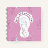 Kawaii Pink Cat Moon 8,5 Zoll Notebook Notizblock (Vorderseite)