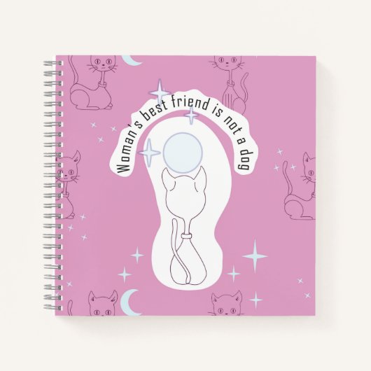 Kawaii Pink Cat Moon 8,5 Zoll Notebook Notizblock (Vorderseite)