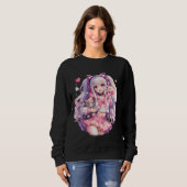 Kawaii Pink Catgirl Cheer Pose Sweatshirt (Vorne ganz)