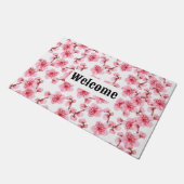 kawaii pink cherry blossoms fußmatte (Schrägansicht)