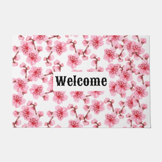 kawaii pink cherry blossoms fußmatte (Vorderseite)