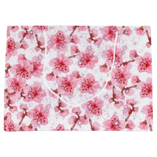 kawaii pink cherry blossoms große geschenktüte (Vorderseite)