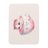 Kawaii Pink Chibi Katze mit Niedlicher Krone Magnet (Vertikal)