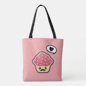 Kawaii Pink Cupcake mit Mustache Tasche (Rückseite)
