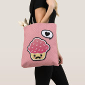 Kawaii Pink Cupcake mit Mustache Tasche (Von Nahem)