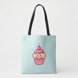 Kawaii Pink Cupcake und Niedlich Mint Blue Polka D Tasche