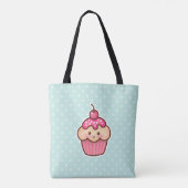 Kawaii Pink Cupcake und Niedlich Mint Blue Polka D Tasche (Rückseite)