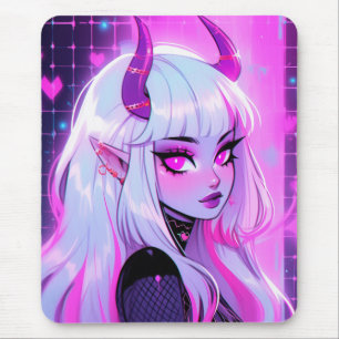 Kawaii Pink Demon Girl Mousepad