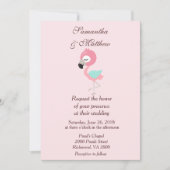 Kawaii Pink Flamingo Wedding Einladung (Vorderseite)