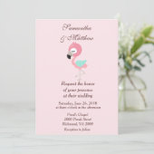 Kawaii Pink Flamingo Wedding Einladung (Stehend Vorderseite)