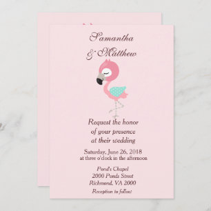 Kawaii Pink Flamingo Wedding Einladung