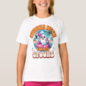 Kawaii Pink Ghost Flamingo Float Summerween Spook T-Shirt (Vorderseite)