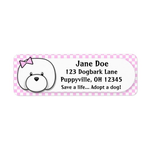 Kawaii Pink Gingham Bichon Frise (Vorne)