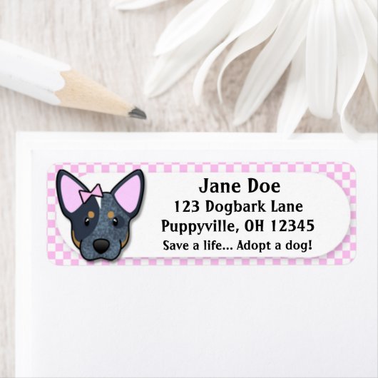 Kawaii Pink Gingham Blue Heeler (Insitu)