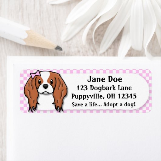 Kawaii Pink Gingham Cavalier King Charles Spaniel (Insitu)