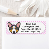 Kawaii Pink Gingham Tri Cardigan Welsh Corgi (Insitu)