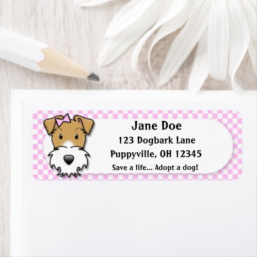 Kawaii Pink Gingham Wire Fox Terrier (Insitu)