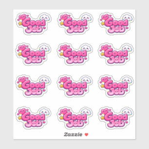 Kawaii Pink Good Job Herz & Wolken Lob  Aufkleber