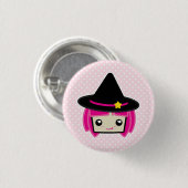 Kawaii Pink Haahaarige Witzknopf Button (Vorne & Hinten)