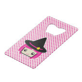 Kawaii Pink Haaresbreite Kreditkartenflaschenöffner (Rückseite Schrägansicht)