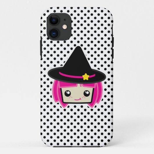 Kawaii Pink Haired Hexe iPhone Case (Rückseite)