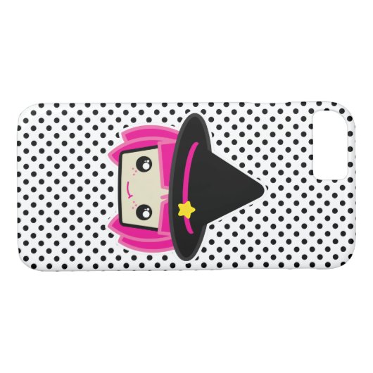 Kawaii Pink Haired Hexe iPhone Case (Rückseite (Horizontal))