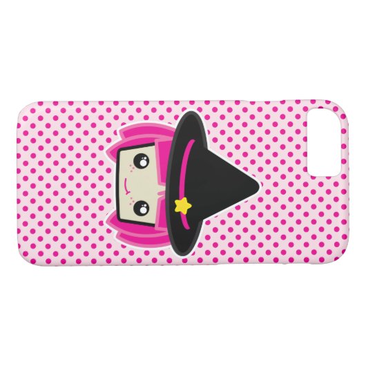 Kawaii Pink Haired Hexe iPhone Case (Rückseite (Horizontal))